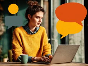 Cliente usando chatbot impulsado por IA