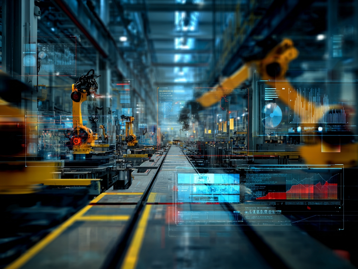 Gráficas de producción automatizada con IA en entorno industrial