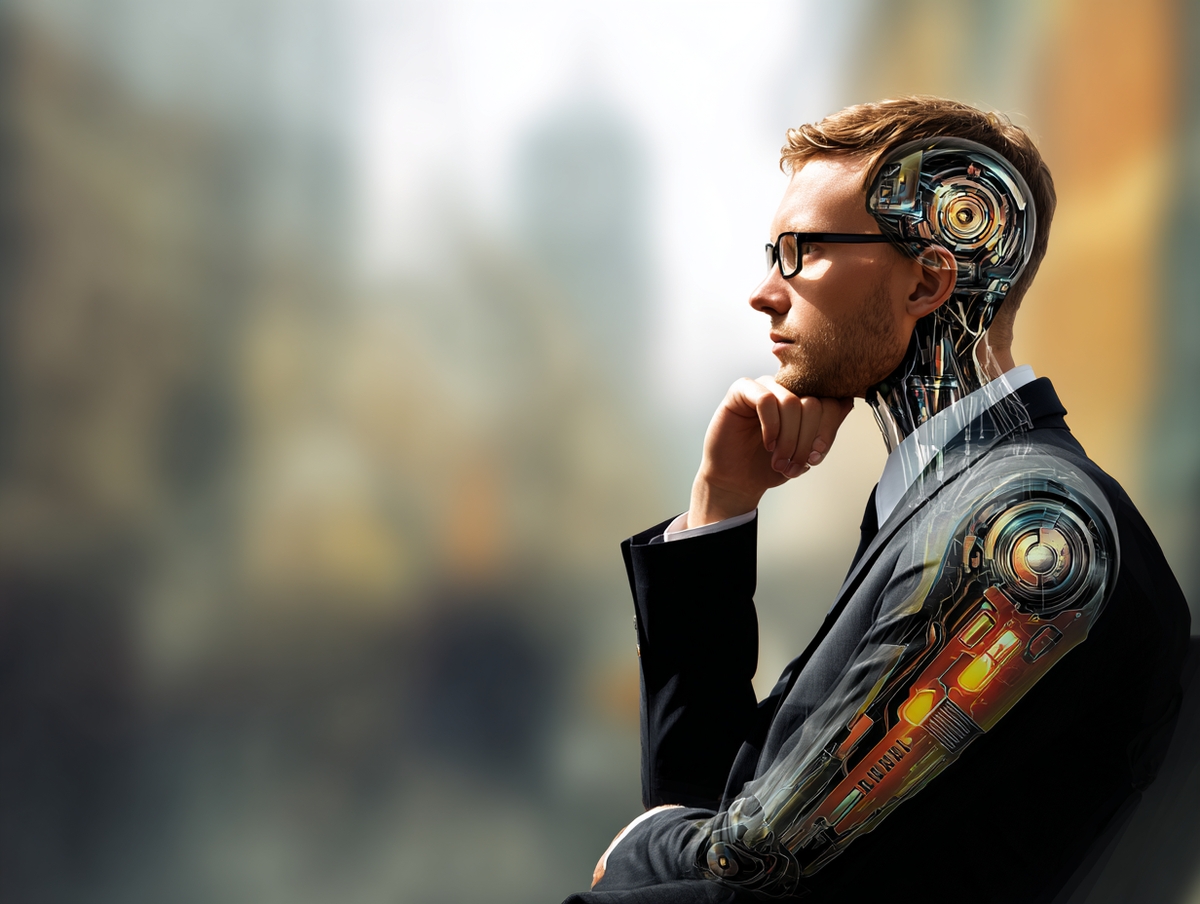 Imagen conceptual de empresario recibiendo consultoría de inteligencia artificial para su empresa